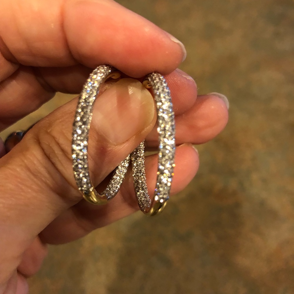 14K 2.5 Carat Genuine Diamond Inside Out Hoops